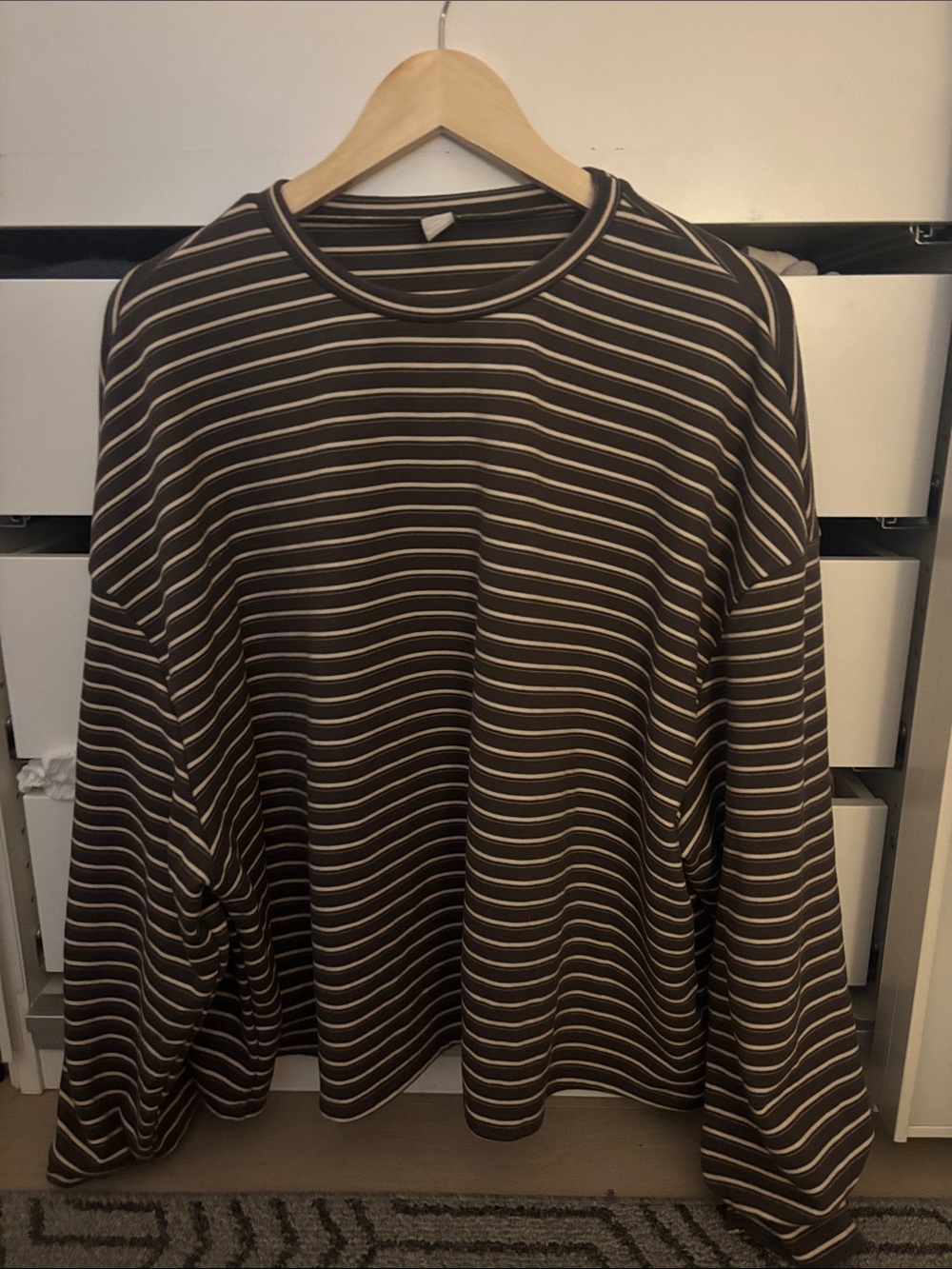 Striped Brown and Cream Long-Sleeve Women’s Shirt